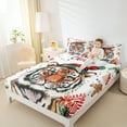 thumbnail image 4 of jejeloiu Merry Christmas Full Size Sheets,Cute Tiger Bed Sheets,Zoo Animal Sheet Sets For Boys Girls,Luxury Bedroom Decor,4pcs, 4 of 7