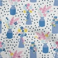 thumbnail image 1 of oneOone Silk Tabby Medium Blue Fabric Floral Vase With Geometrical Fabric For Sewing Printed Craft Fabric By The Yard 42 Inch Wide, 1 of 4