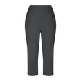 thumbnail image 4 of QTSHPN Workout Pants Women Wide Leg Capris with Pockets High Waistband Yoga Pants Breathable Stretchy for Summer Casual Wear Women Pants Dark Gray S, 4 of 6