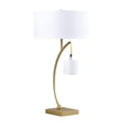 thumbnail image 2 of Jiya 29 Inch Arc Table Lamp, Hanging Design, 2 White Drum Shades, Gold, 2 of 6