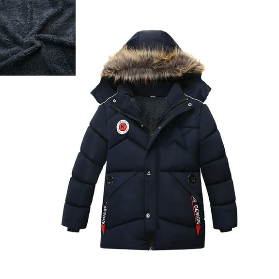Toddler Boys Winter Coats with Hooded Puffer Jacket Boys Blue Puffer Coat Full-Zip Long Sleeve Waterproof Boys Lightweight Jacket Fall Jackets for Girls 3 Years
