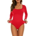 thumbnail image 5 of Viluyesy Womens Long Sleeve Shapewear, Scoop Neck Seamless Tight Fit Tummy Control Yogo Sculpting Butt Bodysuit Red 3XL, 5 of 6