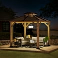 thumbnail image 3 of Sunjoy Missouri Collection 8 ft. x 8 ft. Cedar Framed Gazebo with Brown Steel 2-tier Hip Roof Hardtop, 3 of 7