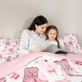 thumbnail image 4 of Feelyou Princess Bow Boot Bedding Comforter Set 7pcs, Pink Buffalo Plaid Full Bedding Set, 4 of 8