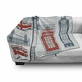 thumbnail image 2 of Phone Booth Soft Flannel Fleece Throw Blanket, London United Kingdom Themed Landmarks and Flags, Cozy Plush for Indoor and Outdoor Use, 70" x 90", Slate Blue Vermilion, by Ambesonne, 2 of 5