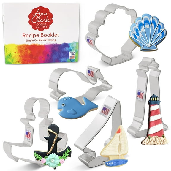 Ann Clark Nautical Ocean Cookie Cutter Set, 5-Piece, Made in USA
