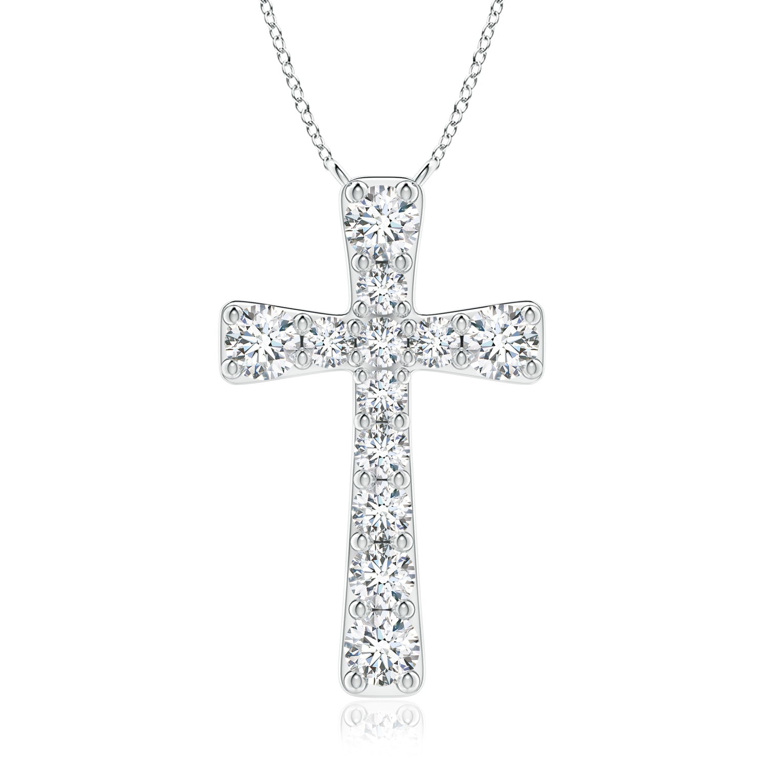 Graduated Diamond Cross Pendant in 14K 