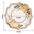 thumbnail image 3 of CUITING 25 Pack White Pink Paper Dessert Plates in Damask Floral Pattern  8” Round Disposable Salad Appetizer Plates with Scalloped Rims - 300 GSM, 3 of 11