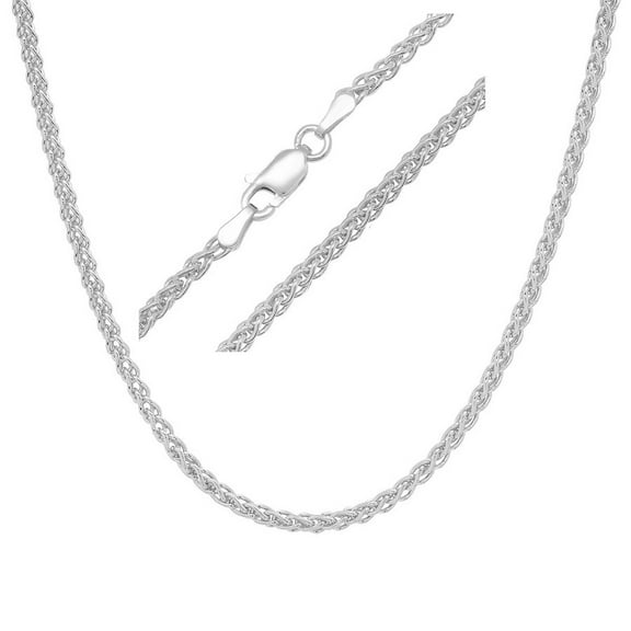 Unisex Italian Sterling Silver Foxtail Wheat Chain - 18"-24"