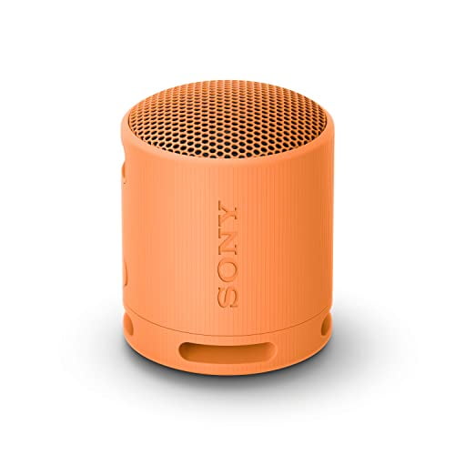 Sony SRS-XB100 Altavoz de Viaje inalámbrico Bluetooth portátil, Ligero, supercompacto, Extra Duradero, IP67 Impermeable y a Prueba de Polvo, batería de 16 Horas, Color Naranja