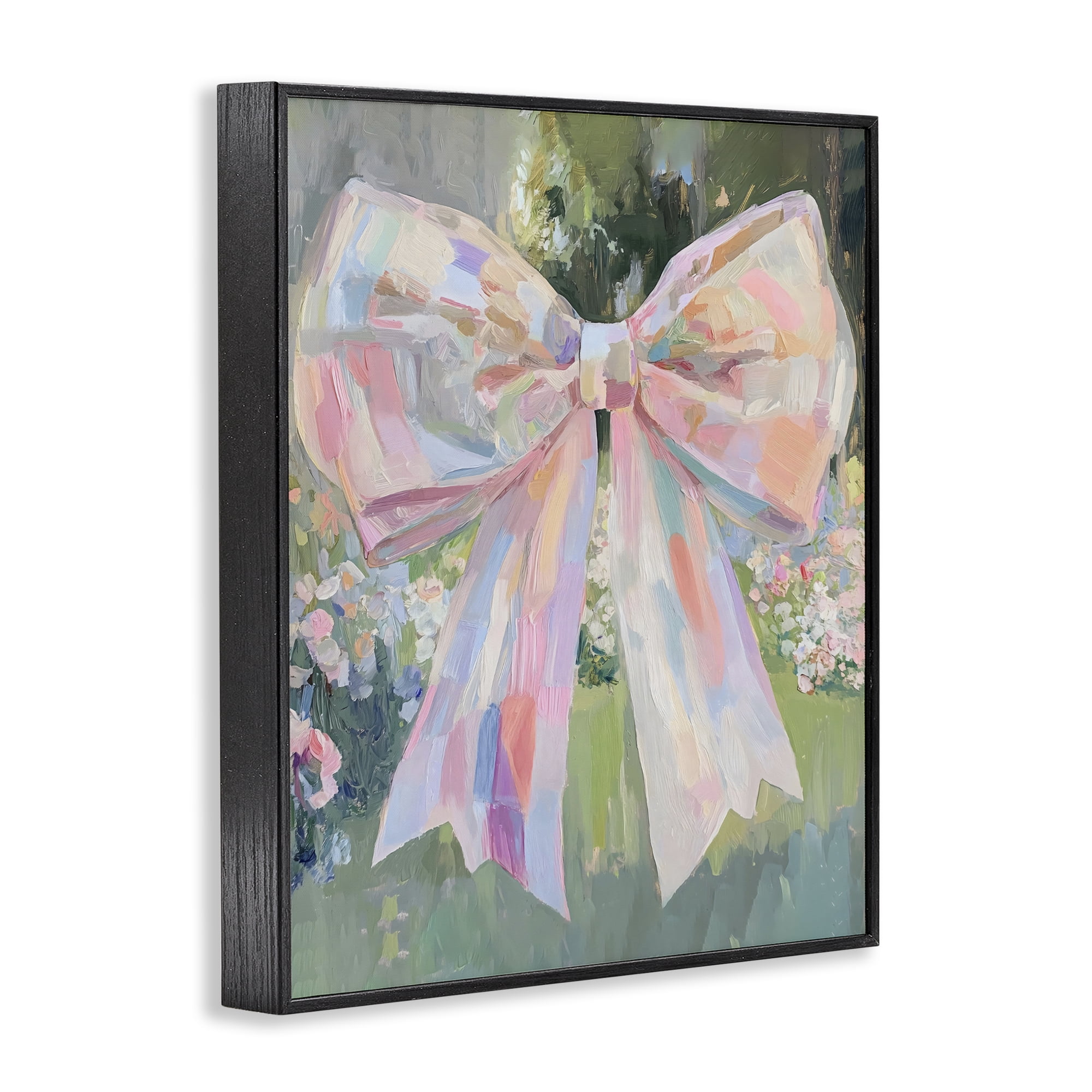 Stupell Industries Iridescent Pink Bow in Garden Black Framed Giclee Art, design by The Prints Vibe
