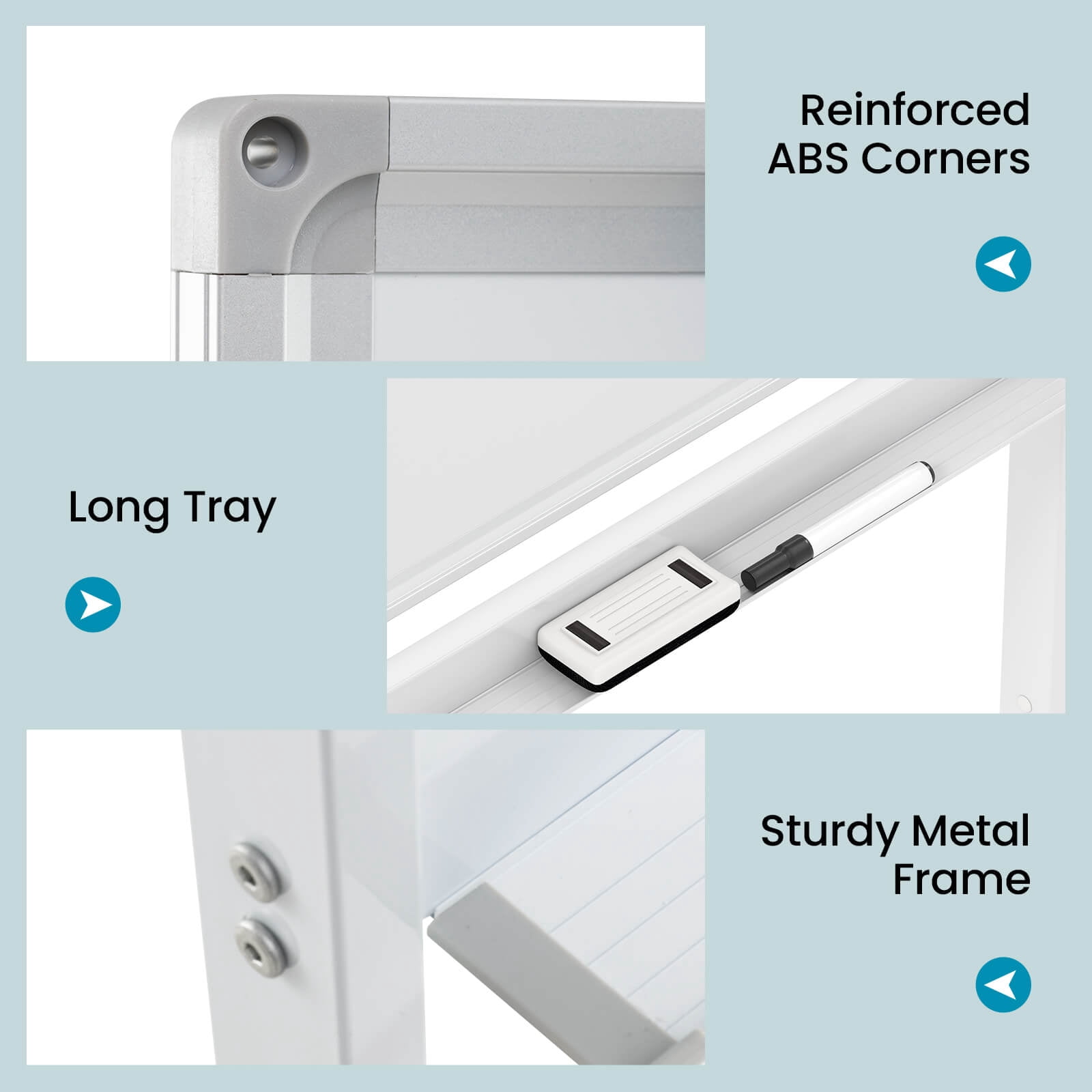 Costway 48"x36" Mobile Magnetic Double-Sided Reversible Whiteboard Height Adjust White