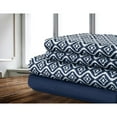 thumbnail image 1 of Safdie & Co. Sheet Set Microfiber 4PC D Ikat Printed Solid Navy, 1 of 2
