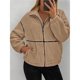 thumbnail image 5 of Abrigo de Mujer Informal con Solapa, Cremallera , Forro , Larga, Corte Oversize, Cálido, Ideal para el Invierno, con Bolsillos Caqui L, 5 of 7