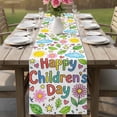 thumbnail image 4 of Children's Day Table Runner 70 Inches, Cartoon Cute Sun Nature Flowers Leaf Bed Runner Dresser Scarves Tabletop for Indoor Outdoor Parties/Ceremony/Banquet, 13" x 70", 4 of 9
