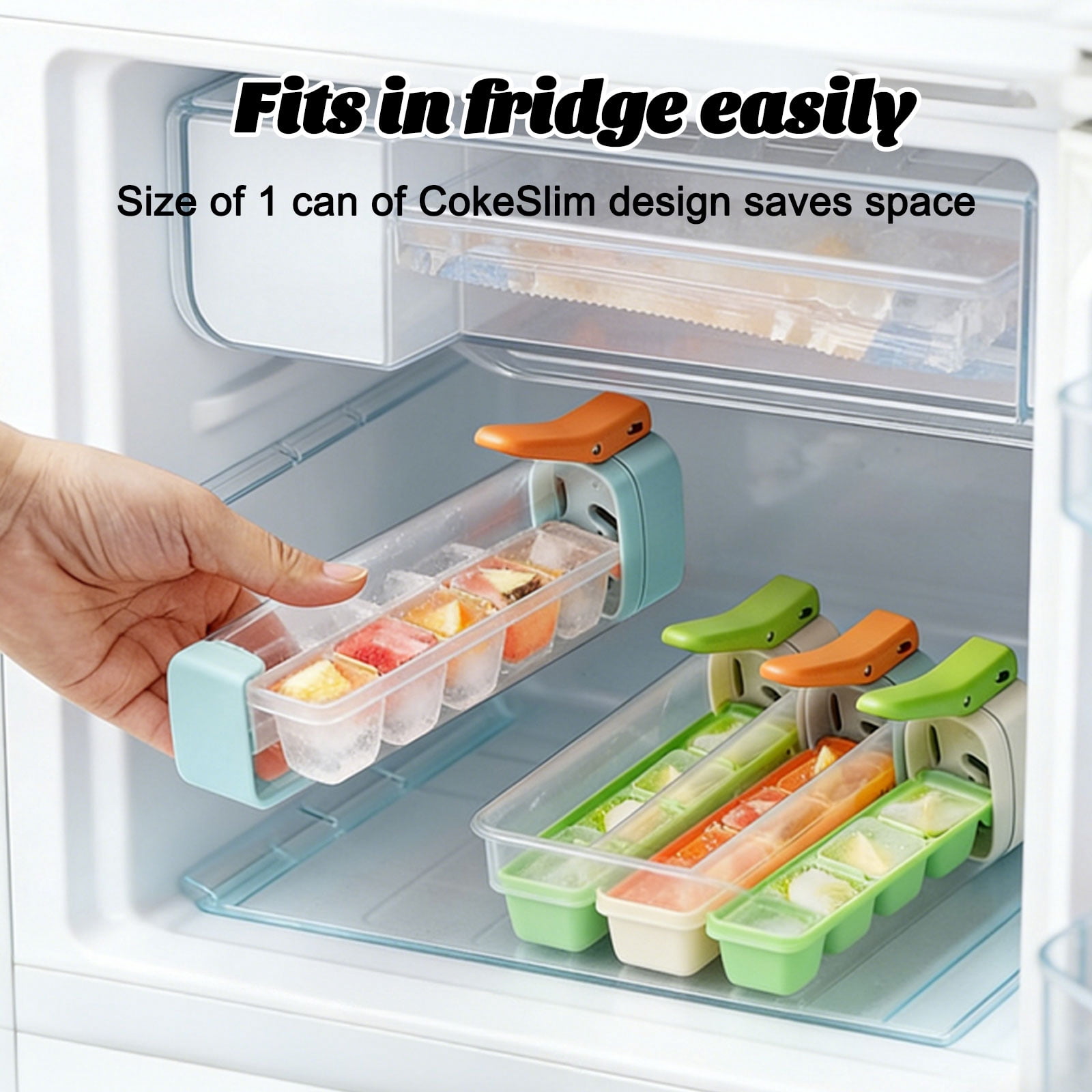 Ice Cube Tray with Lid and Storage Container, Press Type Ice Maker Mold, Easy Release Ice Tray 6 Grid Square Ice Cubes for Home Kitchen Use