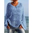 thumbnail image 1 of Plus Size, european and american Plus Size Women's Casual Solid Color Long Sleeve Hollow Sweater, 1 of 6