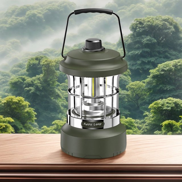 Camping Light Hanging Tent Light 3 Light Colores Handheld Carry Light IP44 Impermeable de la mesa retro RETRO Recargable con cuerda de luz para acampar caminatas