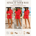 thumbnail image 5 of DOKOTOO 2 Piece Oufits for Women Lounge Set Short Sleeve Shirts Matching High Waisted Shorts with Pockets L, 5 of 8
