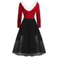 thumbnail image 5 of BLTIBY Womens Christmas Dress Long Sleeve Vintage Mrs Claus Xmas Costumes A-Line Mesh Irregular Swing Party Holiday Cocktail Dresses Red 2 L, 5 of 5