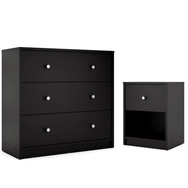 Tvilum Canada 2 Piece Set with 3 Drawer Chest and Nightstand in Black