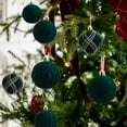 thumbnail image 5 of Neoyler 12Pack Christmas Ornaments Flocked Velvet Hanging Balls Soft Fabric Vintage Texture Design for Tree Mantel Window Door Festive Home Decor Easy to Hang with Metal Hooks Green 9.1in, 5 of 6