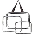 thumbnail image 1 of 3 Piezas Bolsas de Cosméticos de Maquillaje Transparentes para Viajes, Juego de Bolsas de Aseo Transparentes con Cremallera, Bolsa de Almacenamiento de Cubos de Embalaje de PVC Transparente, 1 of 5