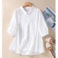 thumbnail image 2 of Women's Loose Artistical 7 Quarter Sleeve Top Embroidered Blouse Long Sleeves Shirt Women Spandex Women Long Sleeve Short Sleeve Top Blank Athletic Shirts Space Women S Long Sleeve Shirts Loose, 2 of 4