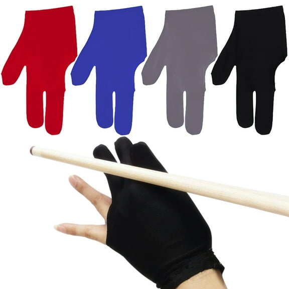ByPaCrow 4Pcs Snooker Billiard Gloves Anti Slip 3 Fingers Gloves Elastic Pool Gloves Billiard Accessories for Men Women Shooters Snooker Carom Cue Sport (Black, Gray, Blue, Red)
