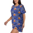 thumbnail image 3 of Womens Pajama Sets With Pocket, Halloween bats Lantern spiderweb Lounge Sets Short Sleeve Sleepwear PJ Sets for Women, 3 of 6
