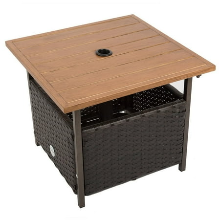 table umbrella hole outdoor coffee wicker bistro side square leisure pe garden