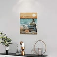 thumbnail image 3 of Inspirational Coastal Beach Canvas Wall Art Ocean Sunset Zen Stones Wall Decor Life Quotes Pictures Painting Prints Framed Artwork Decor for Bedroom Bathroom Living Room 12"x16", 3 of 6