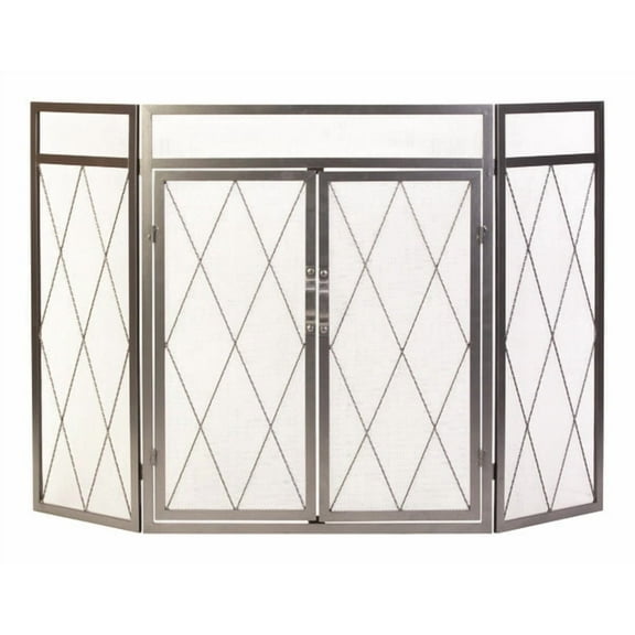 Panacea Open Hearth Black Antique Steel Fireplace Screen