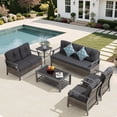 thumbnail image 4 of Outdoor Patio Furniture Set, 6 Pieces Outdoor Conversation Sets with Coffee Table & Side Table, Wicker Rattan Outdoor Sectional Sofa Set for Backyard, Deck, Porch, Poolside, Gray, 4 of 6