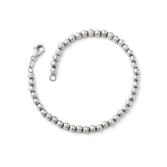 14k White Gold Diamond Cut Beaded Bracelet