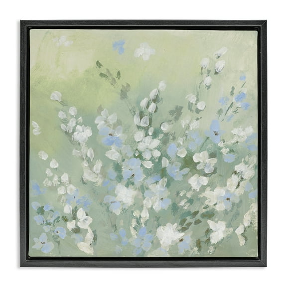 Stupell Industries Wispy Willows White Wildflowers Floral & Botanical Painting Black Floater Framed Canvas Art Print Wall Art, 18 x 18