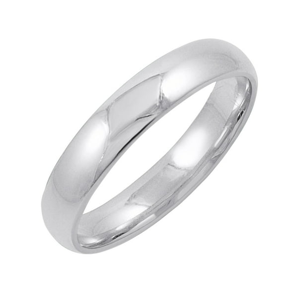 Men's 14K White Gold 4mm Comfort Fit Plain Wedding Band (Available Ring  Sizes 8-12 1/2) Size 9