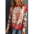thumbnail image 3 of Women's Red YEEHAW COWGIRL Graphic Bleached Leopard Sleeve Sweatshirt | [ZhiHiMeRi] | (US 18-20)2XL, 3 of 6