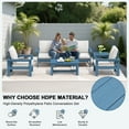 thumbnail image 6 of SERWALL Outdoor Patio Furniture Set, 7-Piece HDPE Outdoor Sofa Set Patio Conversation Set, Blue Frame with Beige Cushions, 6 of 7