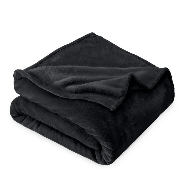 Bare Home Microplush Fleece Blanket - 300 GSM - Fuzzy Microfleece - Soft & Plush - Throw/Travel, Black