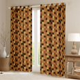 thumbnail image 2 of Feelyou Pixel Grid Miners Curtains Pack of 2 (42x84 Each), Brown Curtains Blackout, 2 of 6