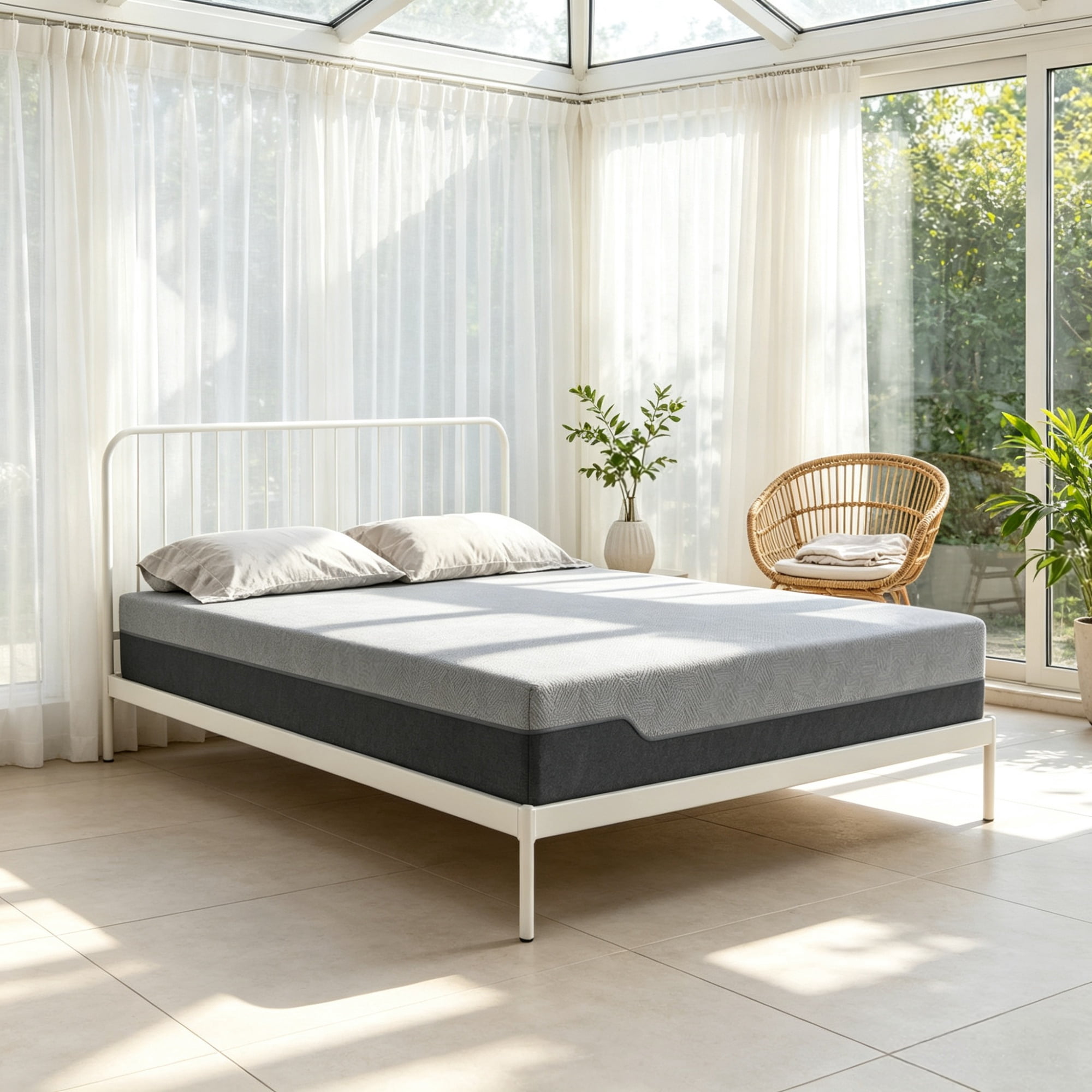 12 Inch Memory Foam Mattress, Pressure Relief Graphene Gel Cooling Copper Bed in a Box（Only Mattress）