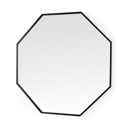 Mercana Helix 37" Octagon Metal Decorative Wall Mirror in Black