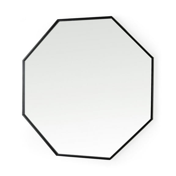 Mercana Helix 37" Octagon Metal Decorative Wall Mirror in Black