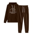 thumbnail image 1 of Gibobby Set Pants y Sudadera Mujer Sudadera con capucha informal con estampado de copa de y a la moda para mujer, traje con pantalones con cordón de cintura e(Café,M), 1 of 4