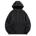 thumbnail image 3 of PNTUTB Fashion Men's Full Zip Hooded Jacket Solid Color Versatile Windbreaker Casual Comfort Lightweight Outdoor Waterproof Coat with Zip Pockets, 3 of 7