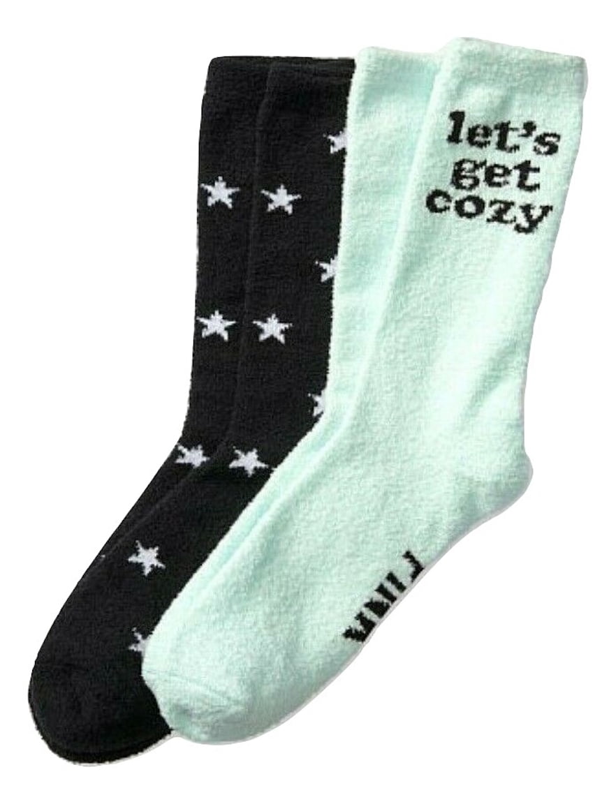 Victoria's Secret Pink 2pk Marshmallow Crew Socks Gift Set NWT Green