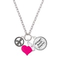 thumbnail image 1 of Delight Jewelry Silvertone Beaded Peace Sign - Hot Pink Heart Nurse Strong Zoe Necklace, 1 of 4