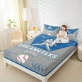 thumbnail image 4 of jejeloiu Baseball Game Twin Sheet Sets,Sport City Twin Fitted Sheet,Los Angeles Flat Sheet For Boys Teens,Ultra Soft Home Decor,3-Piece, 4 of 7