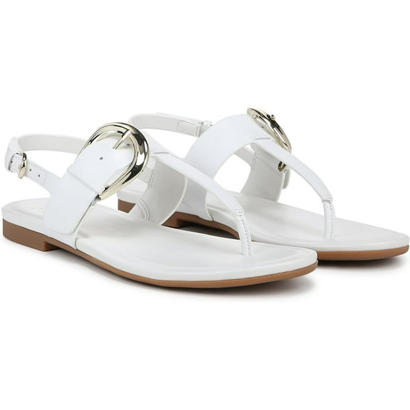 Naturalizer Womens Taylor T-Strap Slingback Flat Sandal White 8M